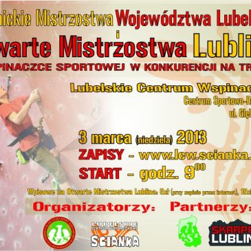 Akademickie Mistrzostwa Województwa Lubelskiego i Otwarte Mistrzostwa Lublina w konkurencji na trudność – 3 marca 2013r.